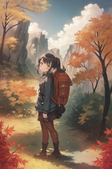 00206-2040147924-masterpiece,best quality, 1girl,autumn,outdoors,adventurer,backpack,landscape,face,.png